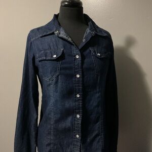 Dark Blue Denim Button-Up Shirt